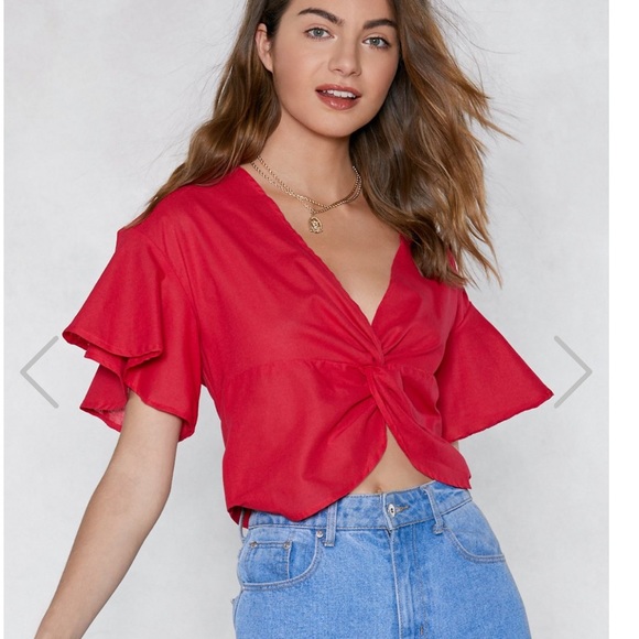 Nasty Gal Tops - Red Cropped Blouse Nasty Gal Tops - Red Cropped Blouse
